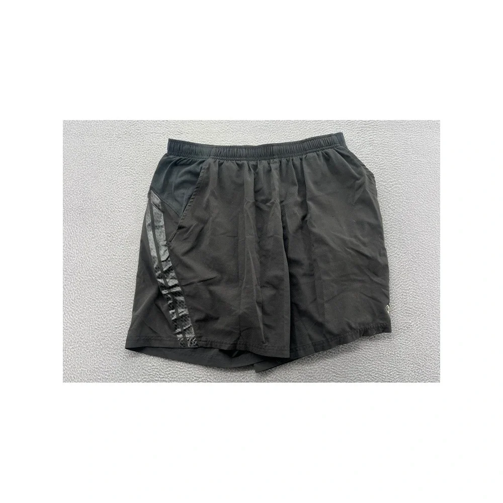 Asics M1 Mens Black Running Training Shorts Elastic Waist Side Pockets Hex